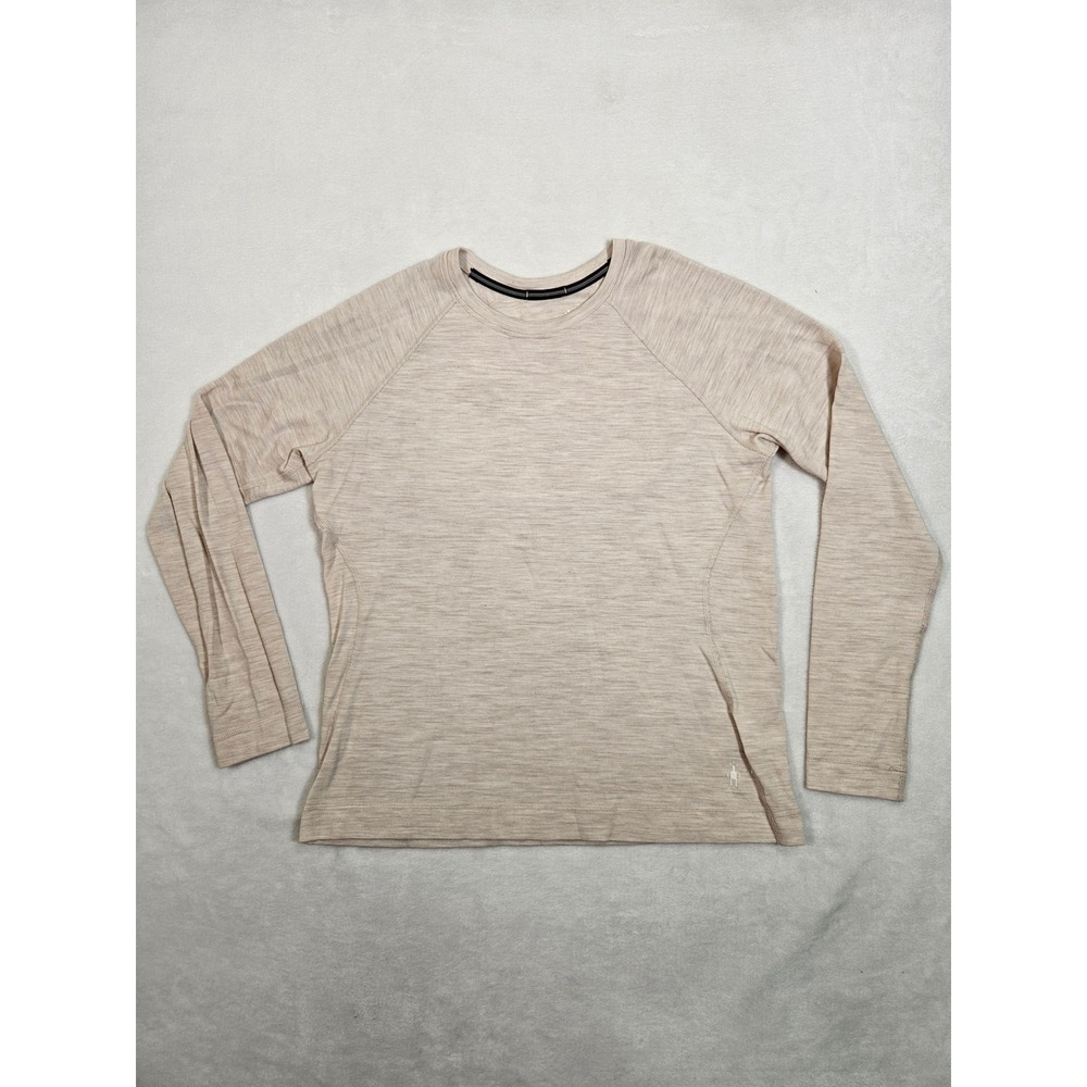 Smartwool Womens XL Beige 100% Merino Wool Long Sleeve Base Layer Top SW016369